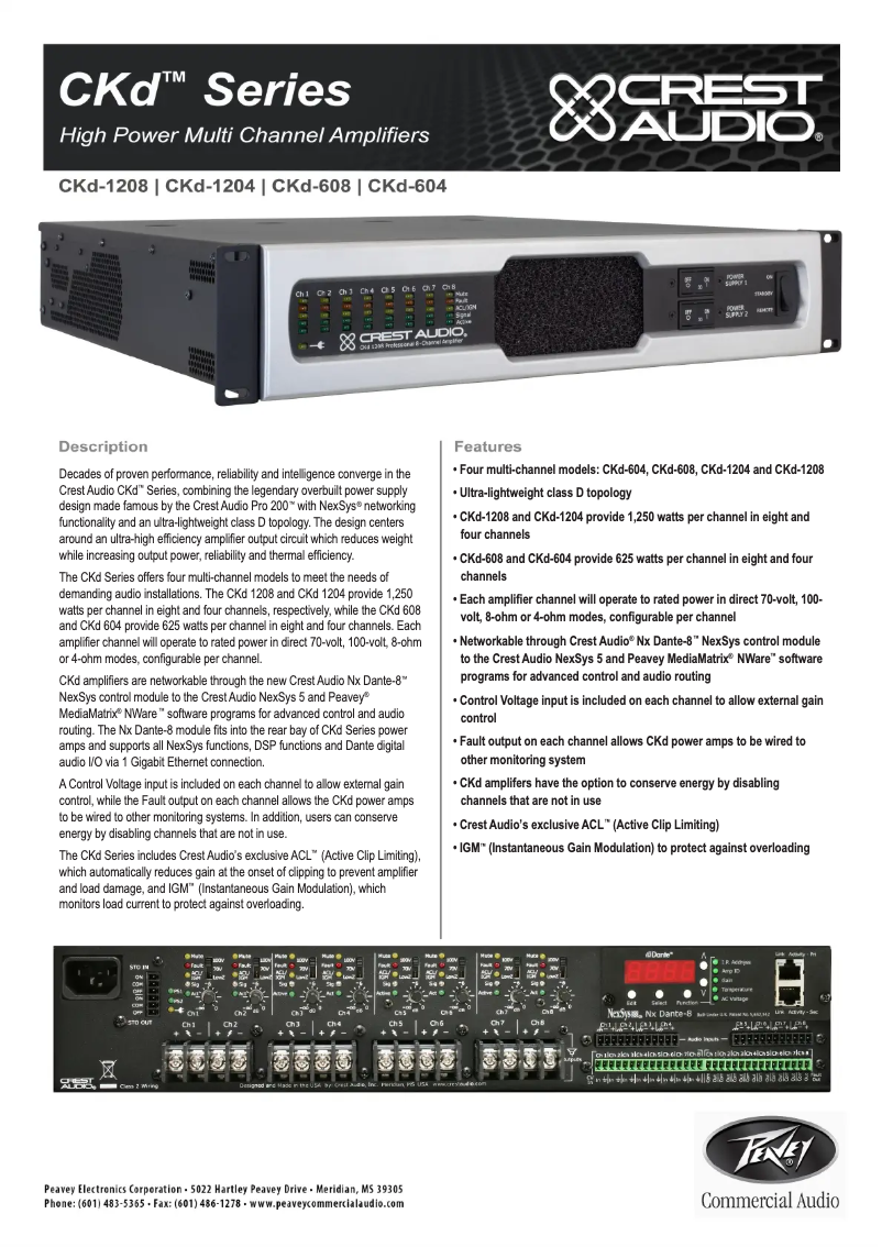 Page 1 de la notice Fiche technique Crest Audio CKd 604