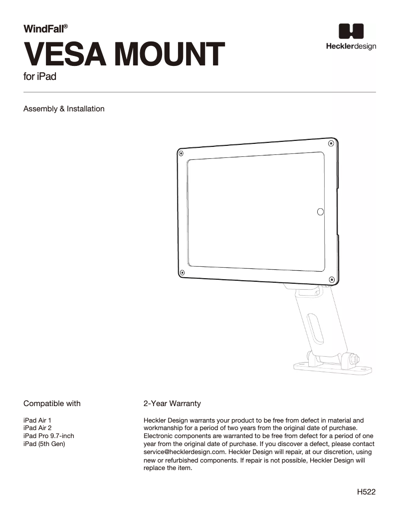 Page 1 de la notice Manuel utilisateur Heckler Design H522-BG