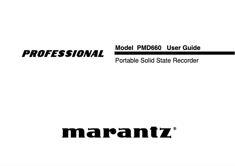 Page n°1 - Manuel utilisateur Marantz PMD660