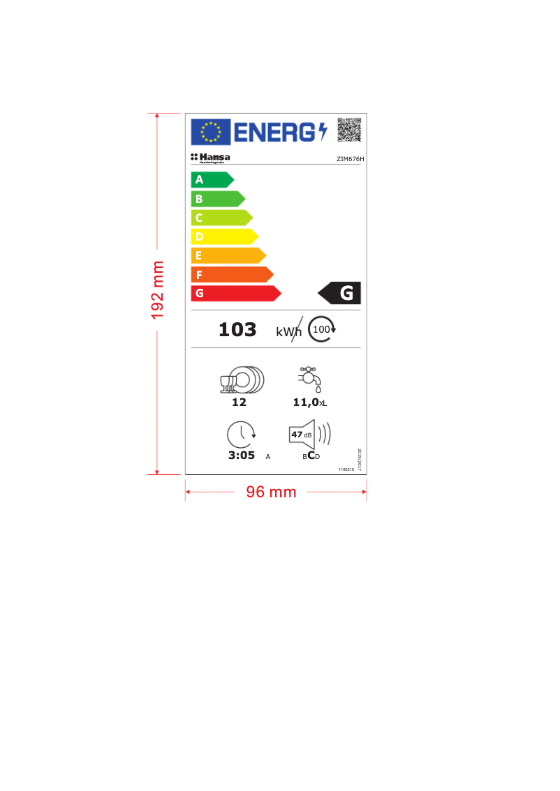 Page n°1 - Label énergétique Hansa ZIM 676 H