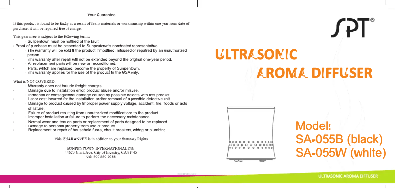 Page 1 de la notice Manuel utilisateur SPT SA-055W