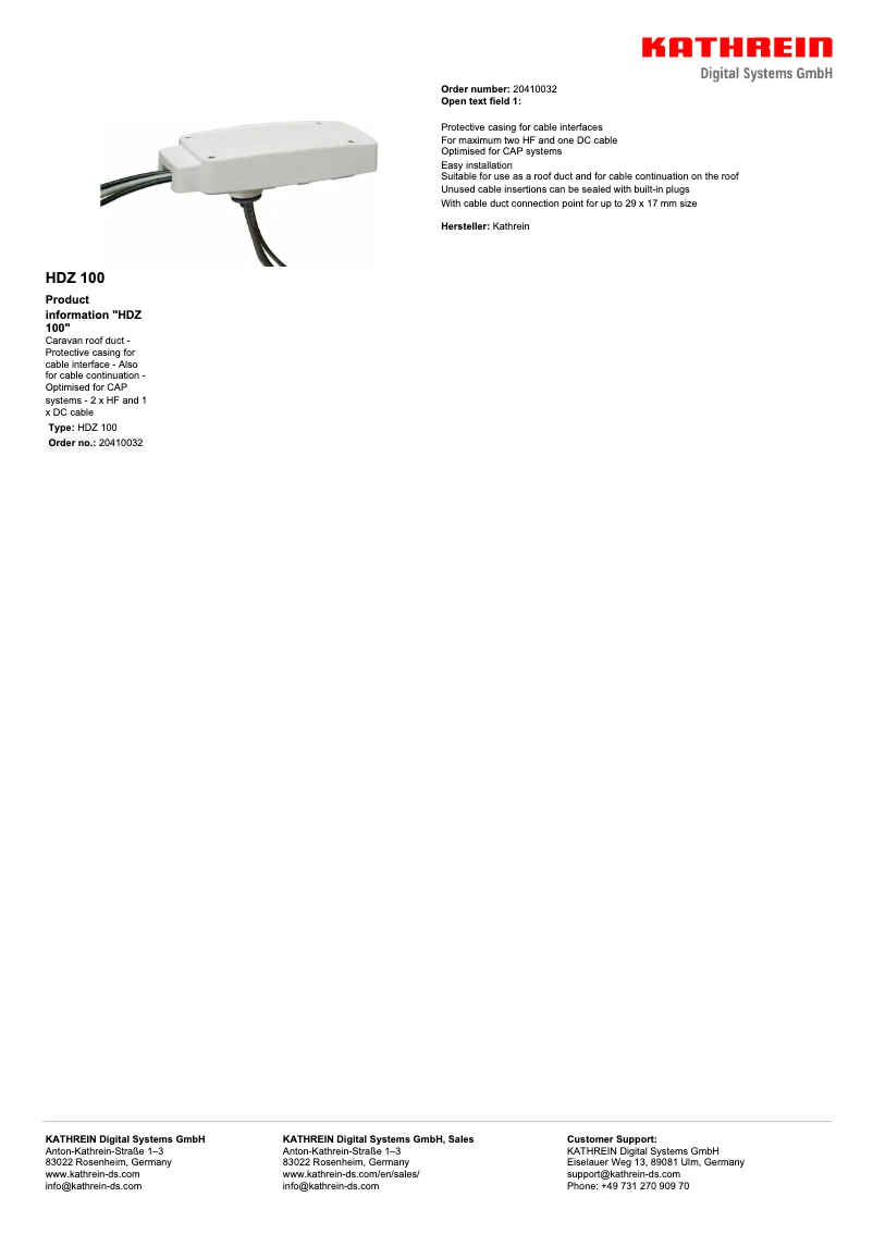 Image de la première page du manuel de l'appareil HDZ 100