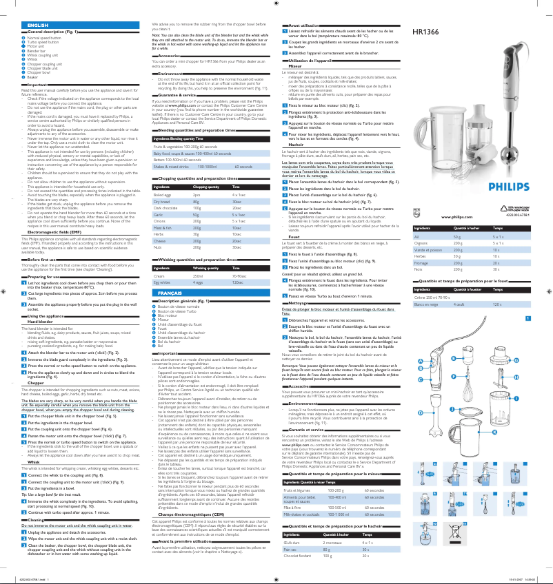 Image de la première page du manuel de l'appareil Daily Collection HR1366