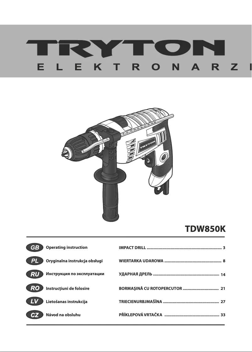 Image de la première page du manuel de l'appareil TDW850K