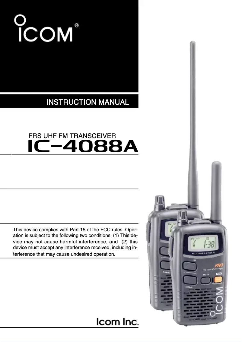 Page n°1 - Manuel utilisateur ICOM IC-4088A