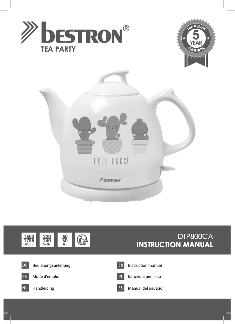 Page 1 de la notice Mode d'emploi Bestron DTP800CA