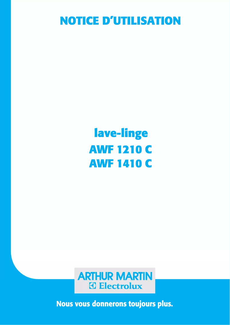 Page n°1 - Manuel utilisateur Arthur Martin-Electrolux AWF 1210 C
