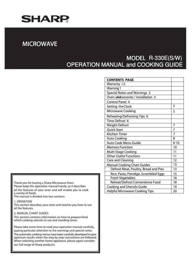 Image de la première page du manuel de l'appareil R--330EW