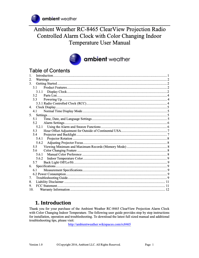Image de la première page du manuel de l'appareil RC-8465