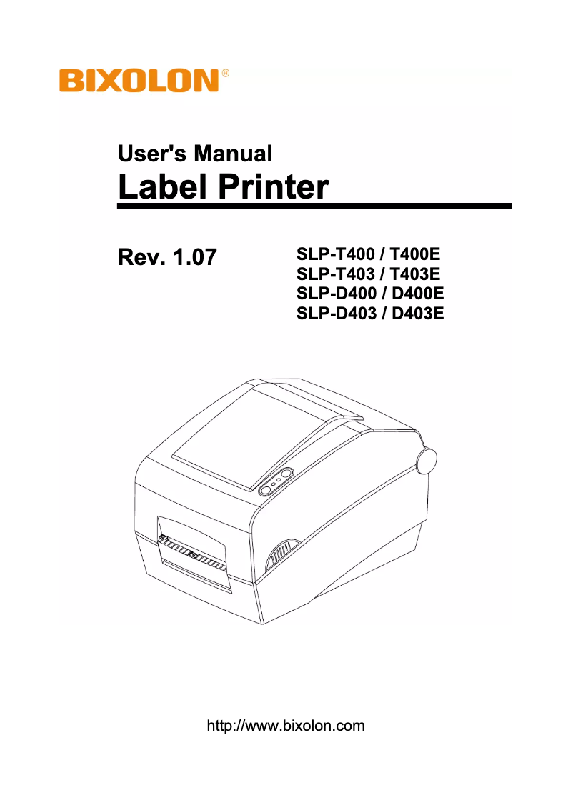 Page n°1 - Manuel utilisateur Bixolon SLP-T400CG