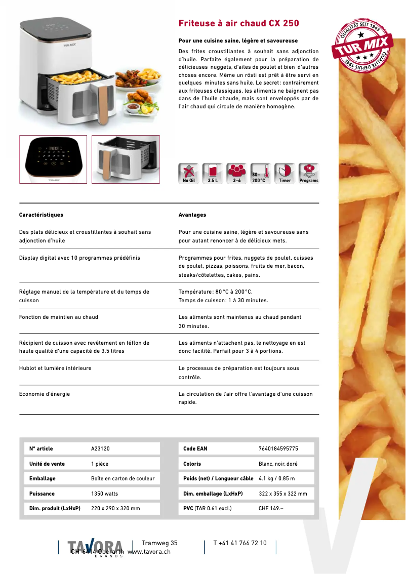 Page n°1 - Fiche technique Turmix CX 250