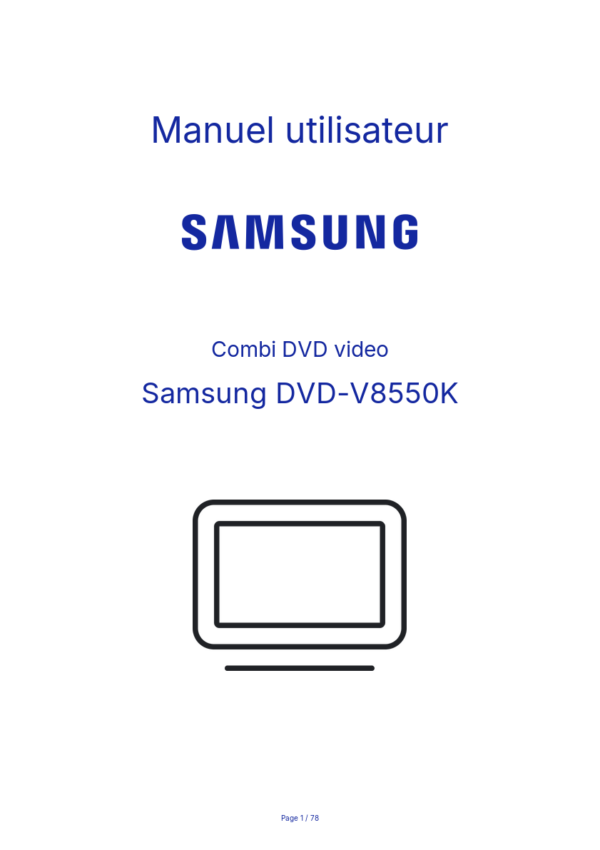 Page n°1 - Manuel utilisateur Samsung DVD-V8550K