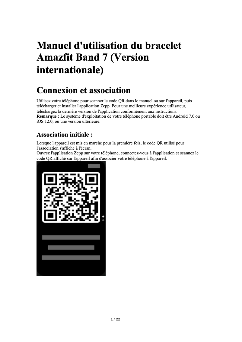 Page n°1 - Manuel utilisateur Amazfit Band 7