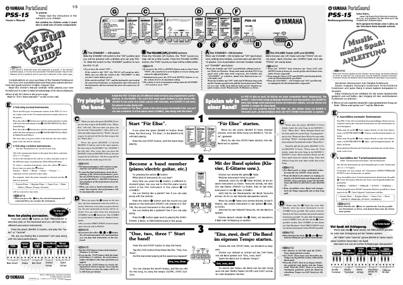 Image de la première page du manuel de l'appareil PSS-15
