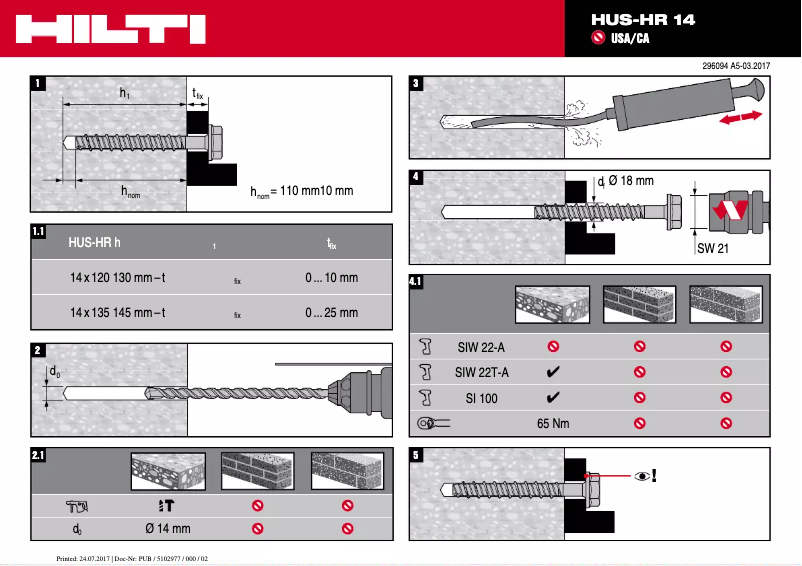 Page n°1 - Manuel utilisateur Hilti HUS-HR 14