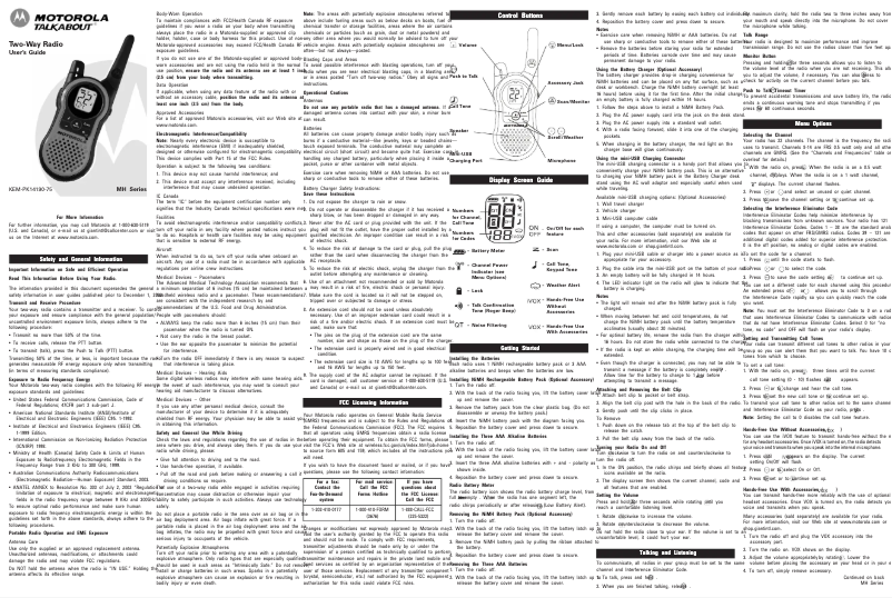 Page 1 de la notice Manuel utilisateur Motorola MH230TPR
