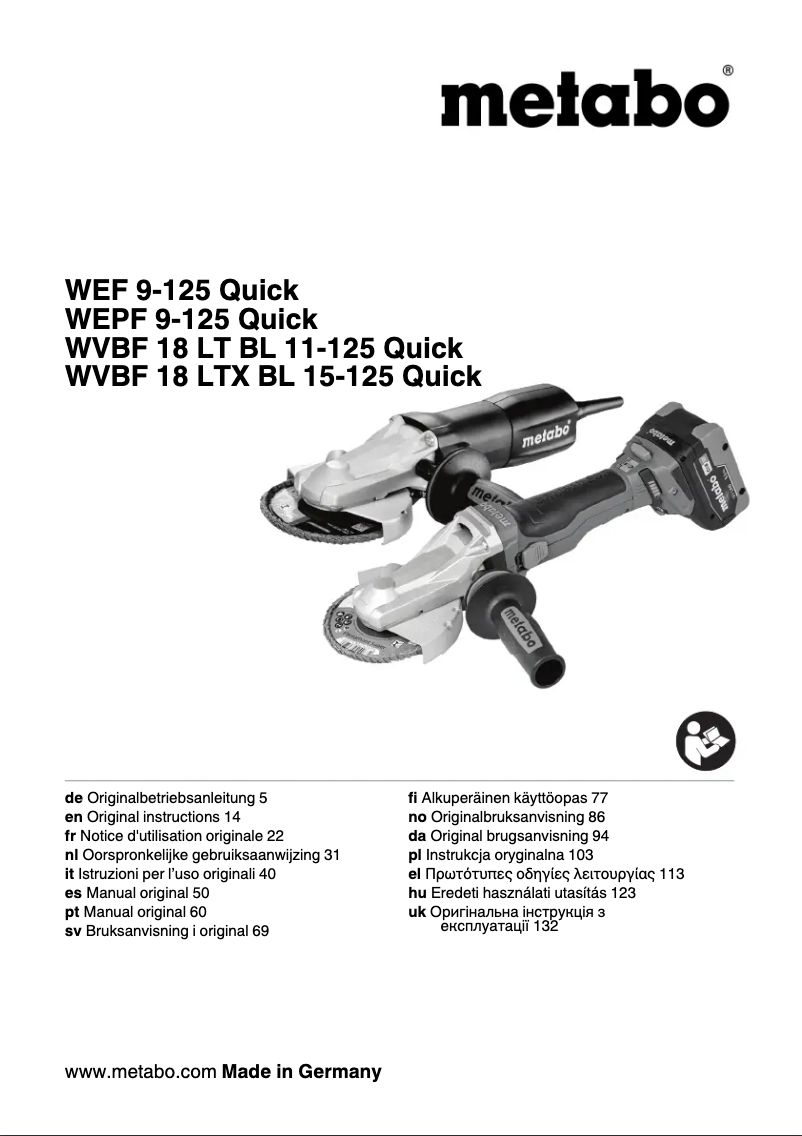 Página 1 del manual Manual de usuario Metabo WPF 18 LTX 125 Quick IK