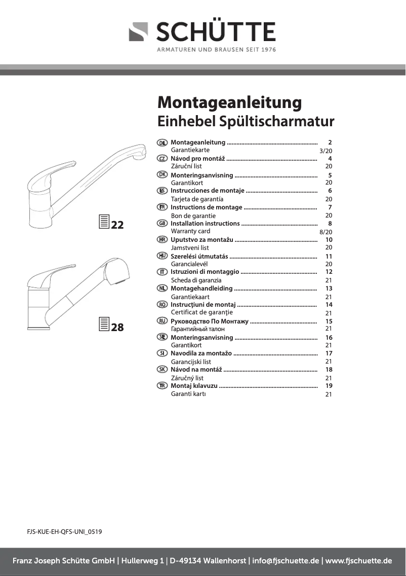 Page 1 de la notice Manuel utilisateur Schütte Grande