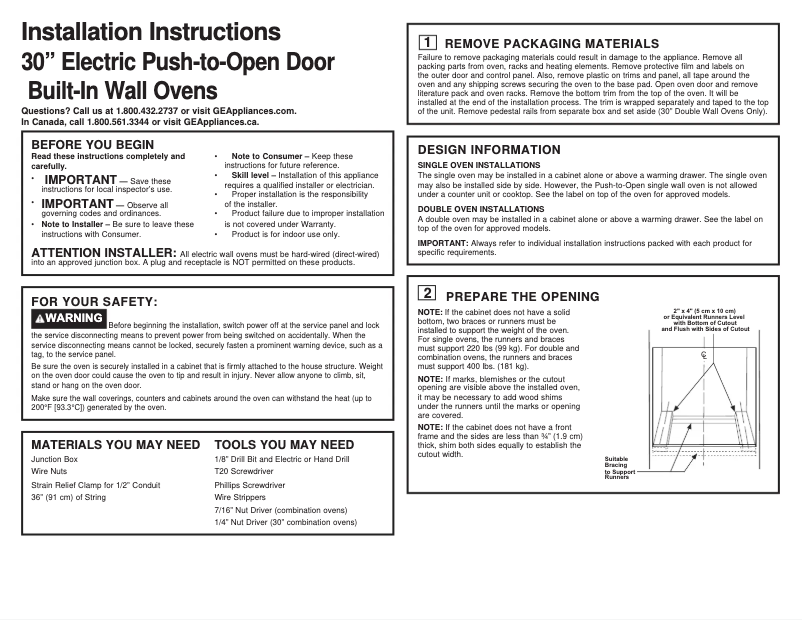 Page n°1 - Guide d'installation Monogram ZTDX1DSSN