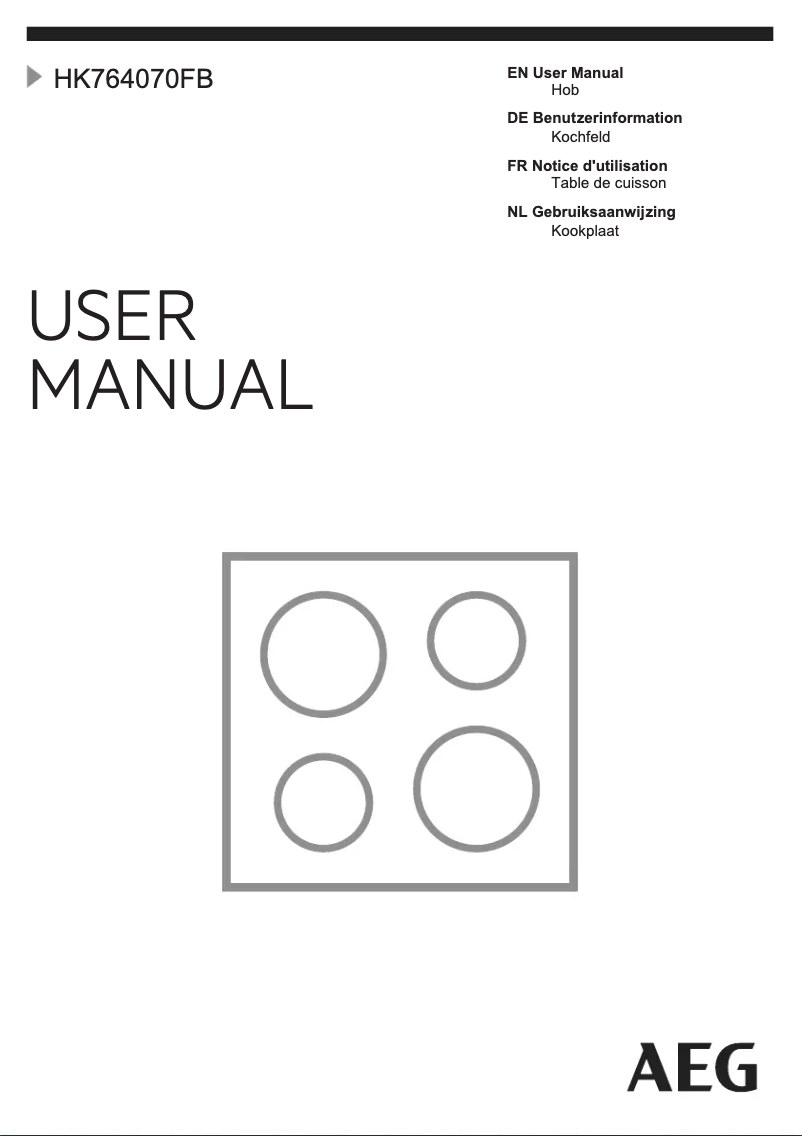 Page n°1 - Manuel utilisateur AEG HK764070FB