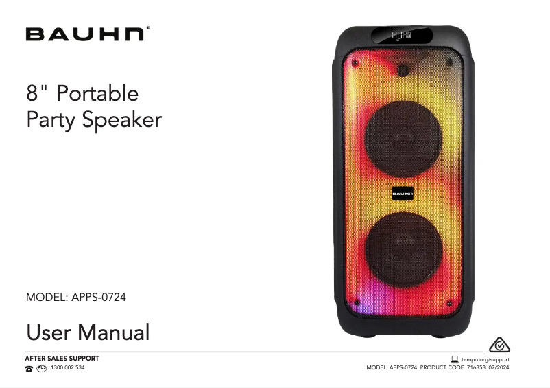 Page 1 de la notice Manuel utilisateur Bauhn APPS-0724