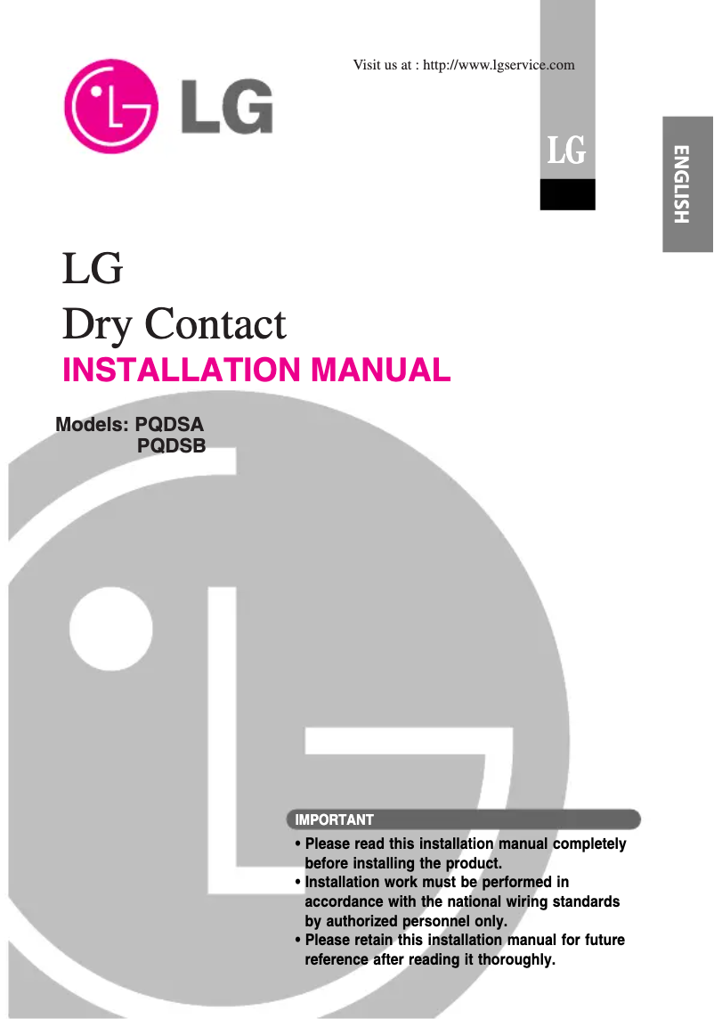 Page 1 de la notice Manuel utilisateur LG PQDSA