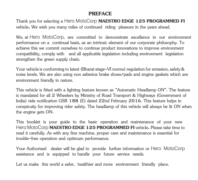 Image de la première page du manuel de l'appareil Maestro Edge 125 (2020)