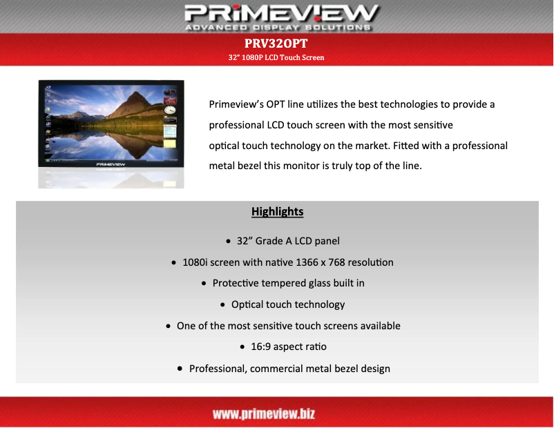 Page n°1 - Manuel utilisateur Primeview PRV32OPT