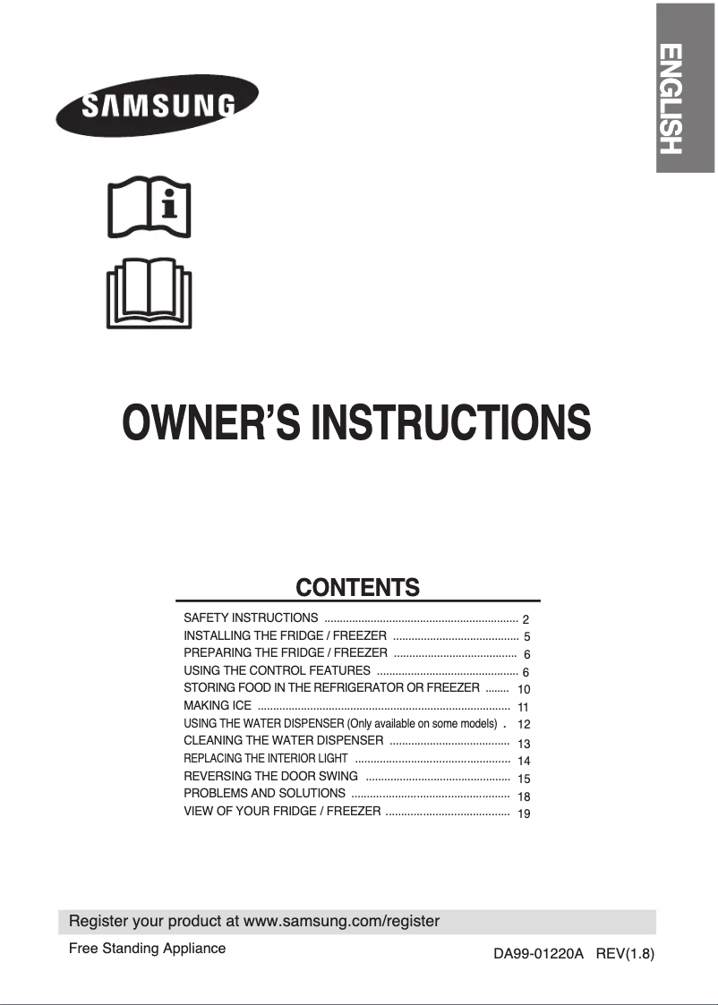 Page 1 de la notice Manuel utilisateur Samsung RL-41 ECVB