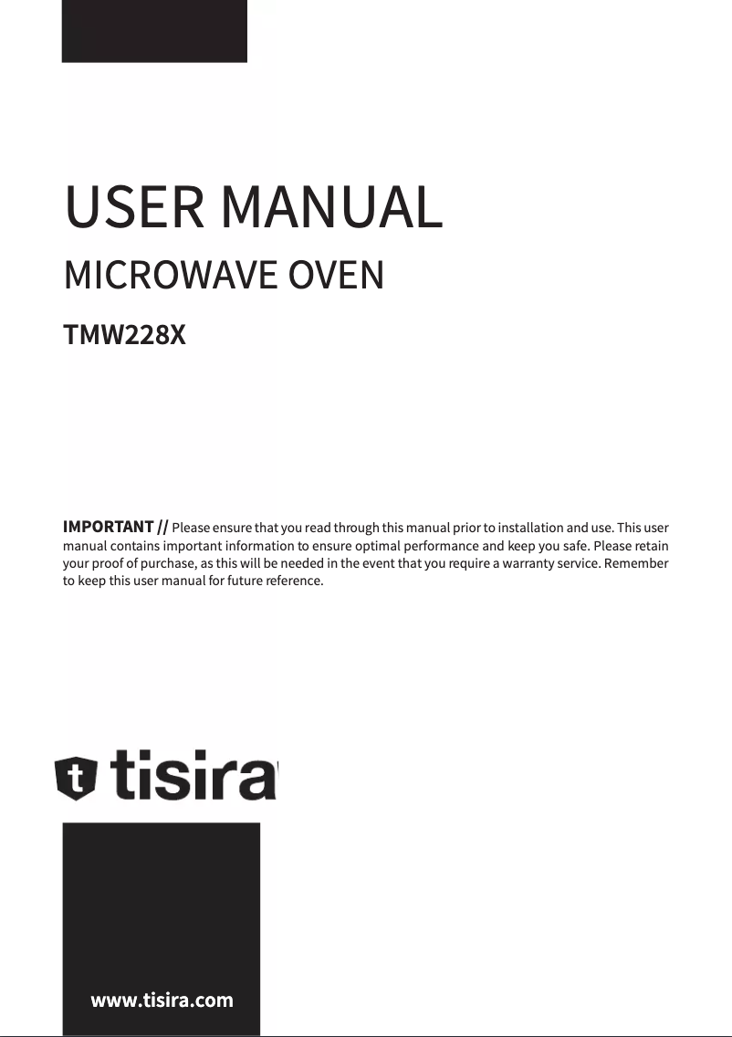 Page n°1 - Manuel utilisateur Tisira TMW228X