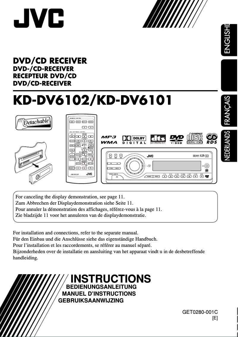 Page n°1 - Manuel utilisateur JVC KD-DV6101