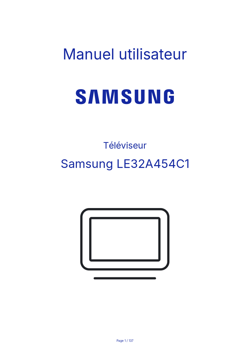 Page n°1 - Manuel utilisateur Samsung LE32A454C1