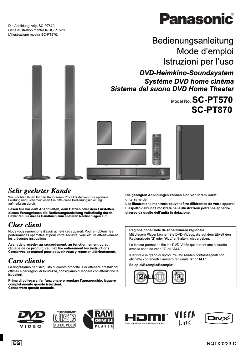 Page n°1 - Manuel utilisateur Panasonic SC-PT570