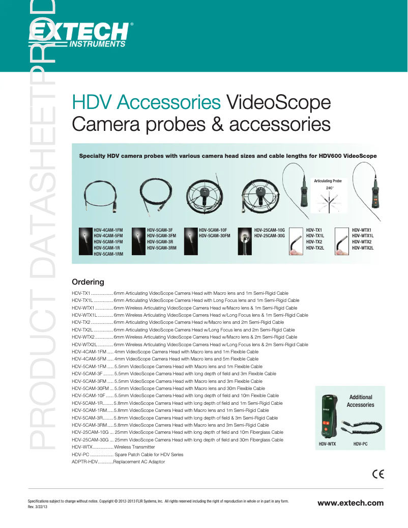 Page n°1 - Fiche technique Extech HDV-5CAM-10F