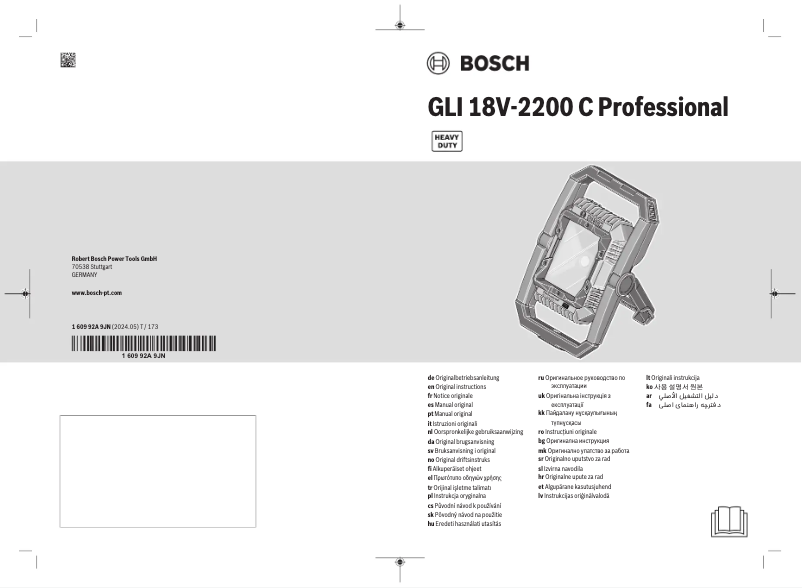 Page n°1 - Manuel utilisateur Bosch GLI 18V-2200 C