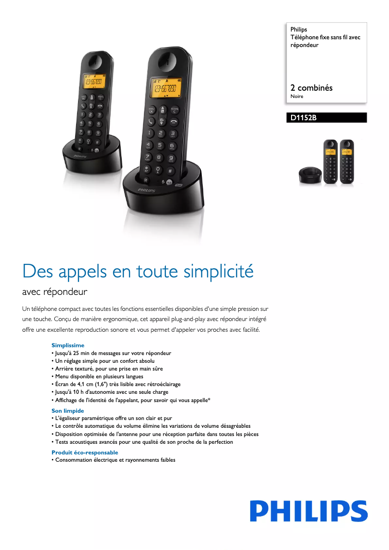 Image de la première page du manuel de l'appareil D1152B