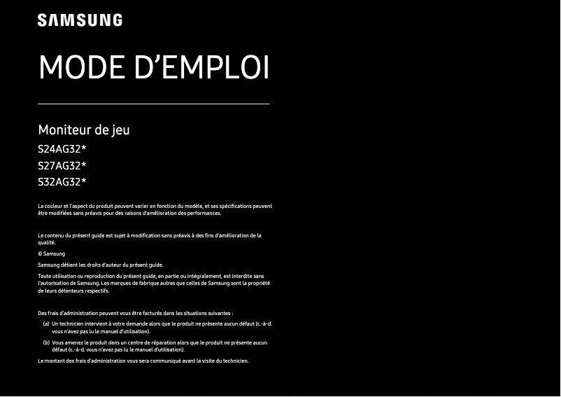 Page 1 de la notice Manuel utilisateur Samsung S32AG320NU