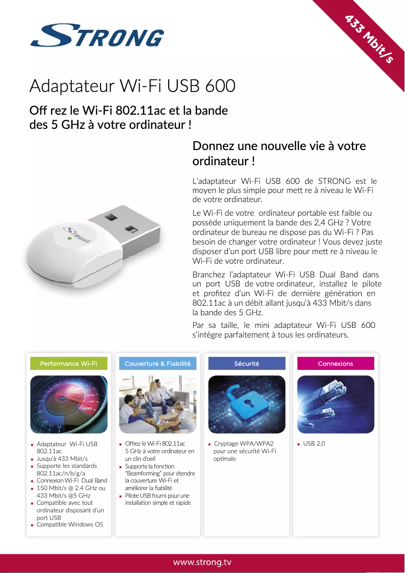 Image de la première page du manuel de l'appareil USB Wi-Fi Adapter 600