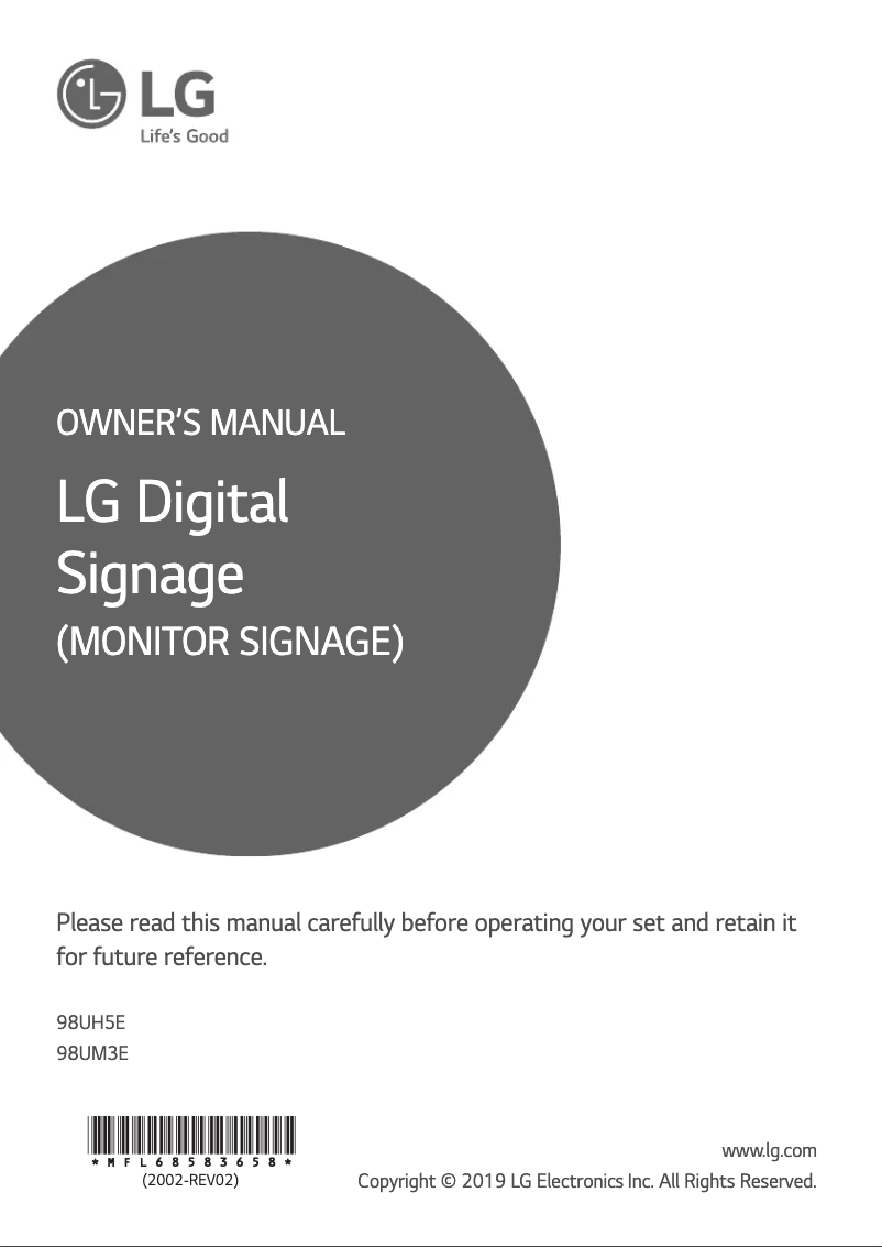 Image de la première page du manuel de l'appareil 98UH5E