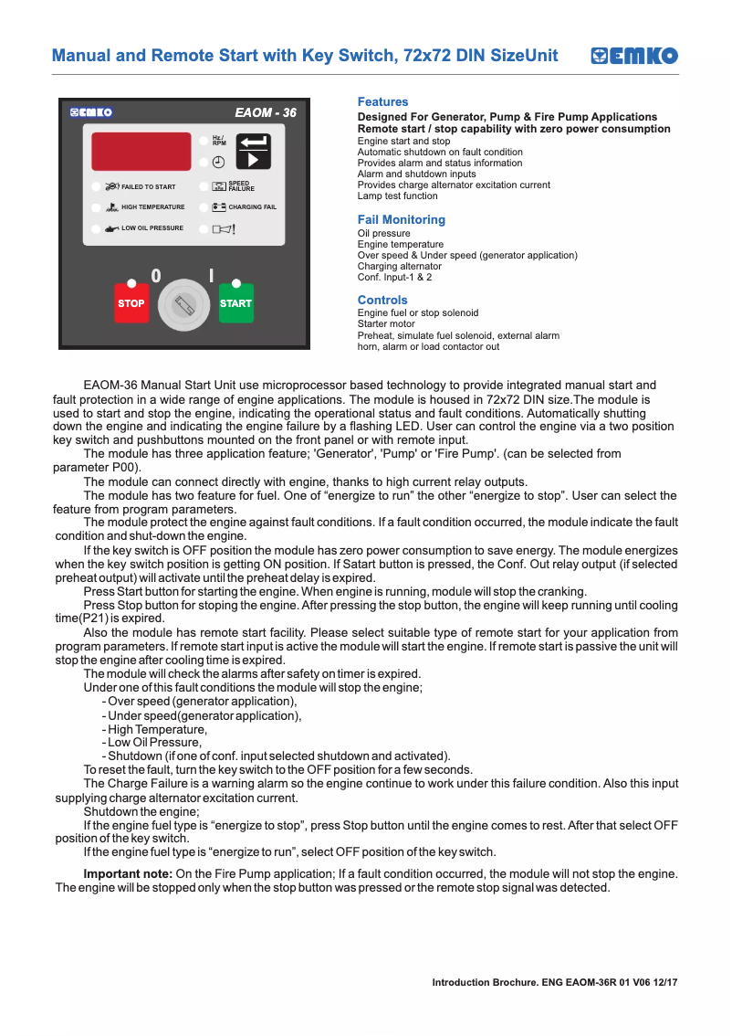 Image de la première page du manuel de l'appareil EAOM-36