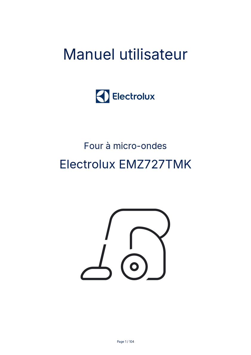 Page n°1 - Manuel utilisateur Electrolux EMZ727TMK