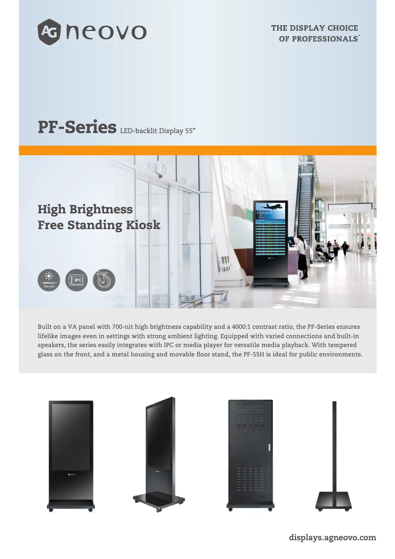 Page 1 de la notice Fiche technique AG Neovo PF-55H