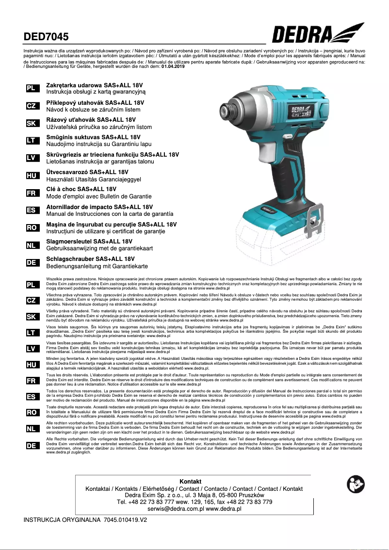 Image de la première page du manuel de l'appareil DED7045