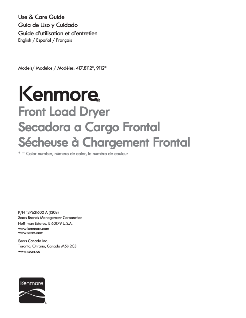 Page 1 de la notice Manuel utilisateur Kenmore 417.81122