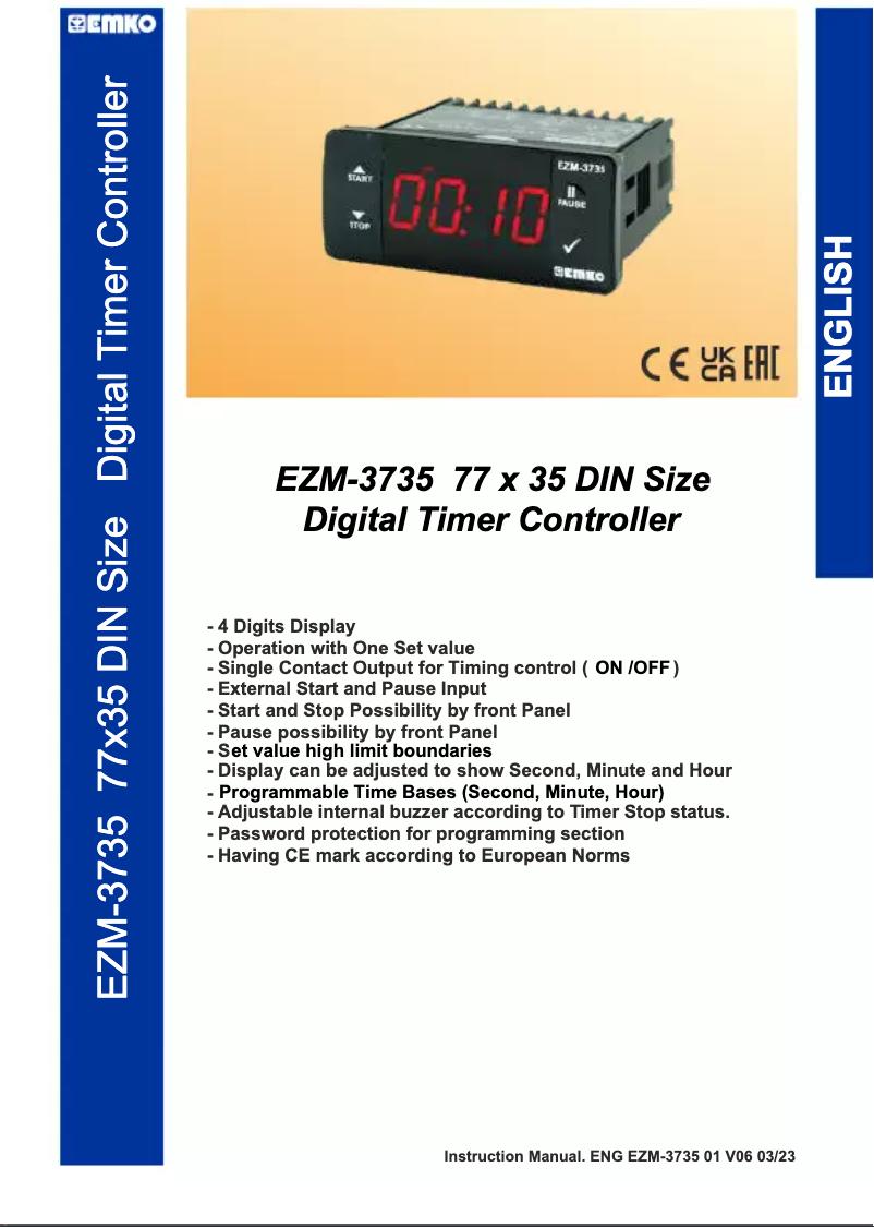 Image de la première page du manuel de l'appareil EZM-3735