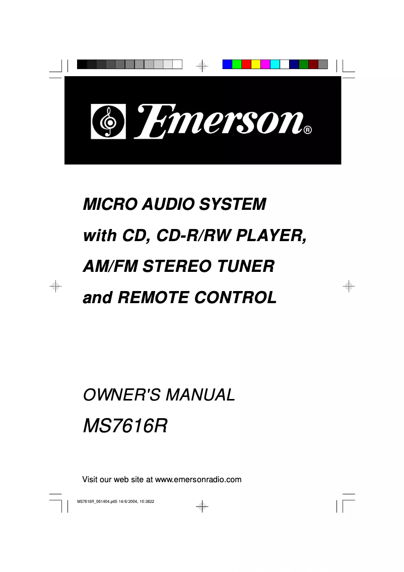 Page n°1 - Manuel utilisateur Emerson MS7616R