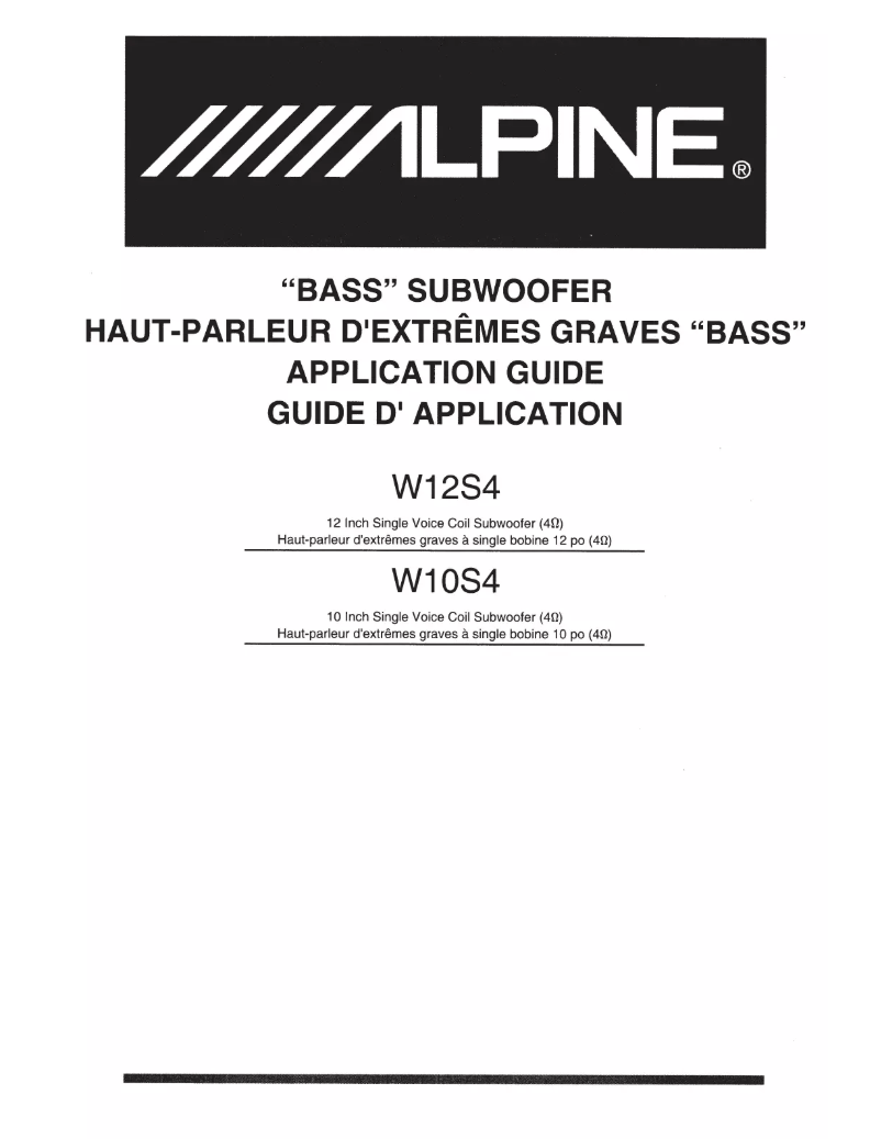 Page 1 de la notice Manuel utilisateur Alpine W10S4