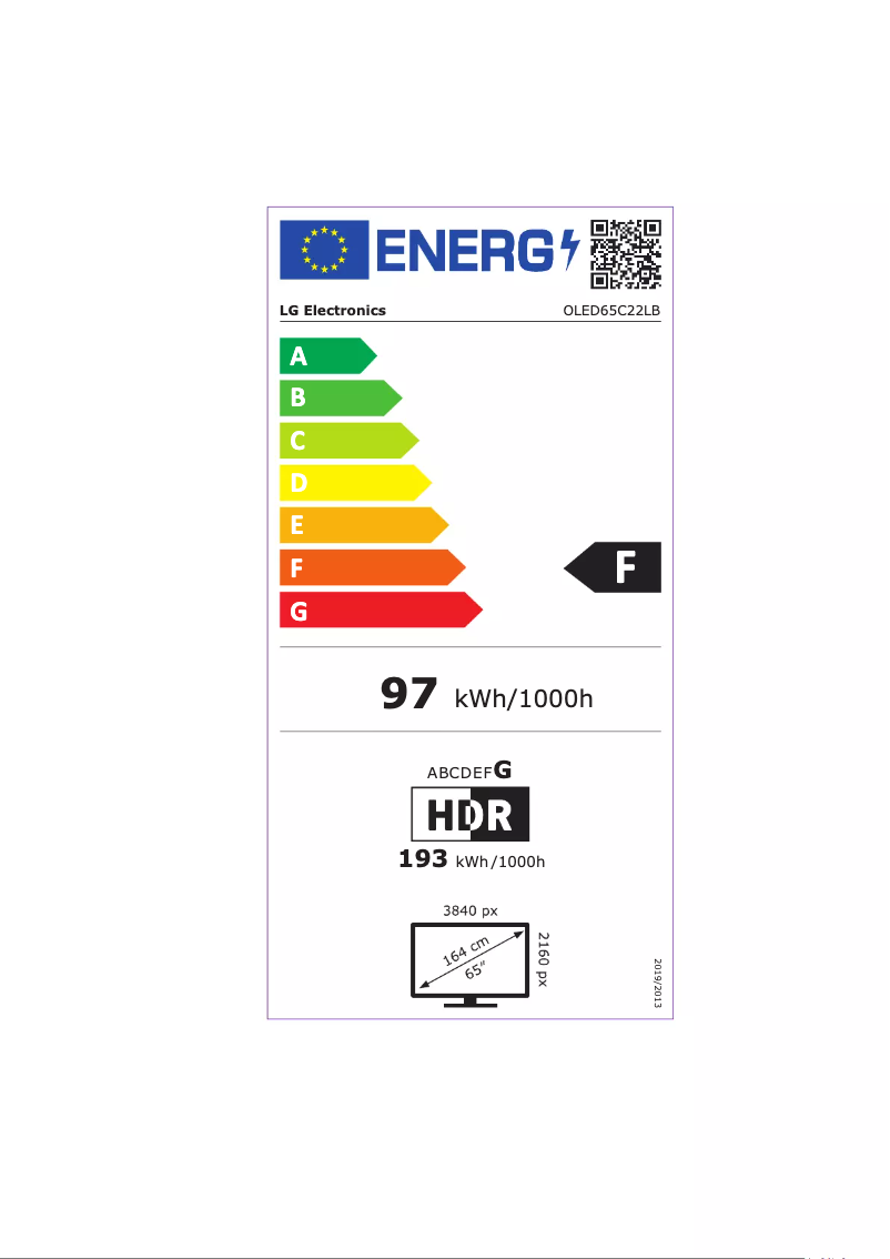 Page n°1 - Label énergétique LG OLED65C22LB