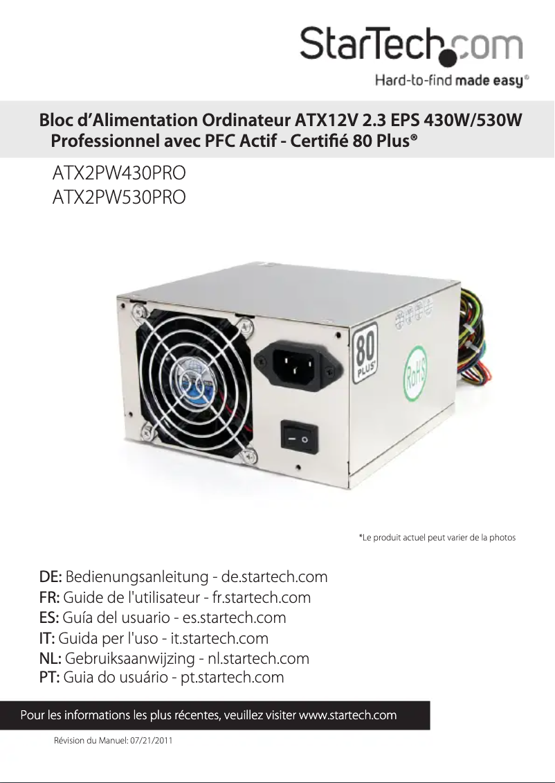 Image de la première page du manuel de l'appareil ATX2PW530PRO