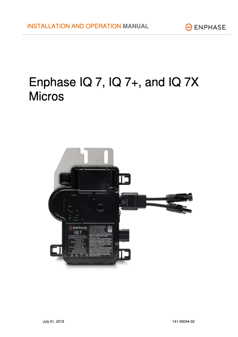 Imagen de la primera página del manual del dispositivo IQ 7X